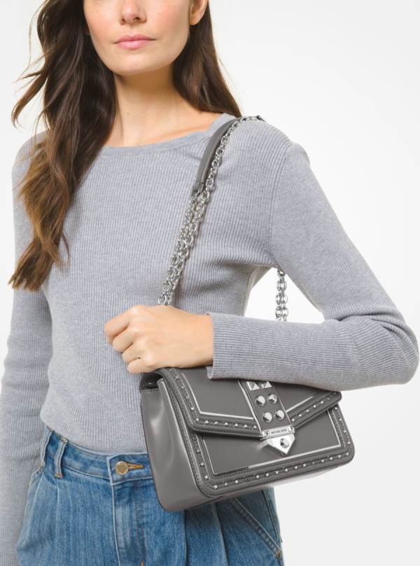 Damske Taška Cez Rameno Michael Kors SoHo Large Studded Leather Siva - Kabelky Michael Kors Akcia | OZREQ-2910